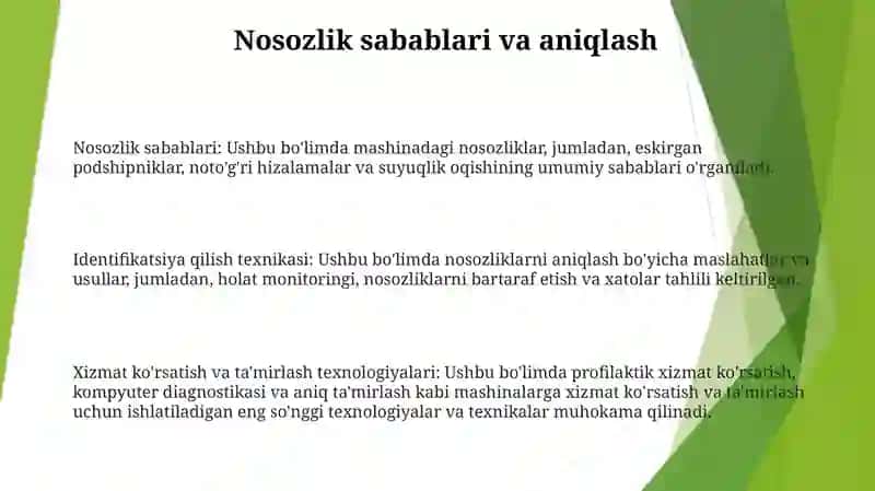 Shinalarning Asosiy Nosozliklari 2