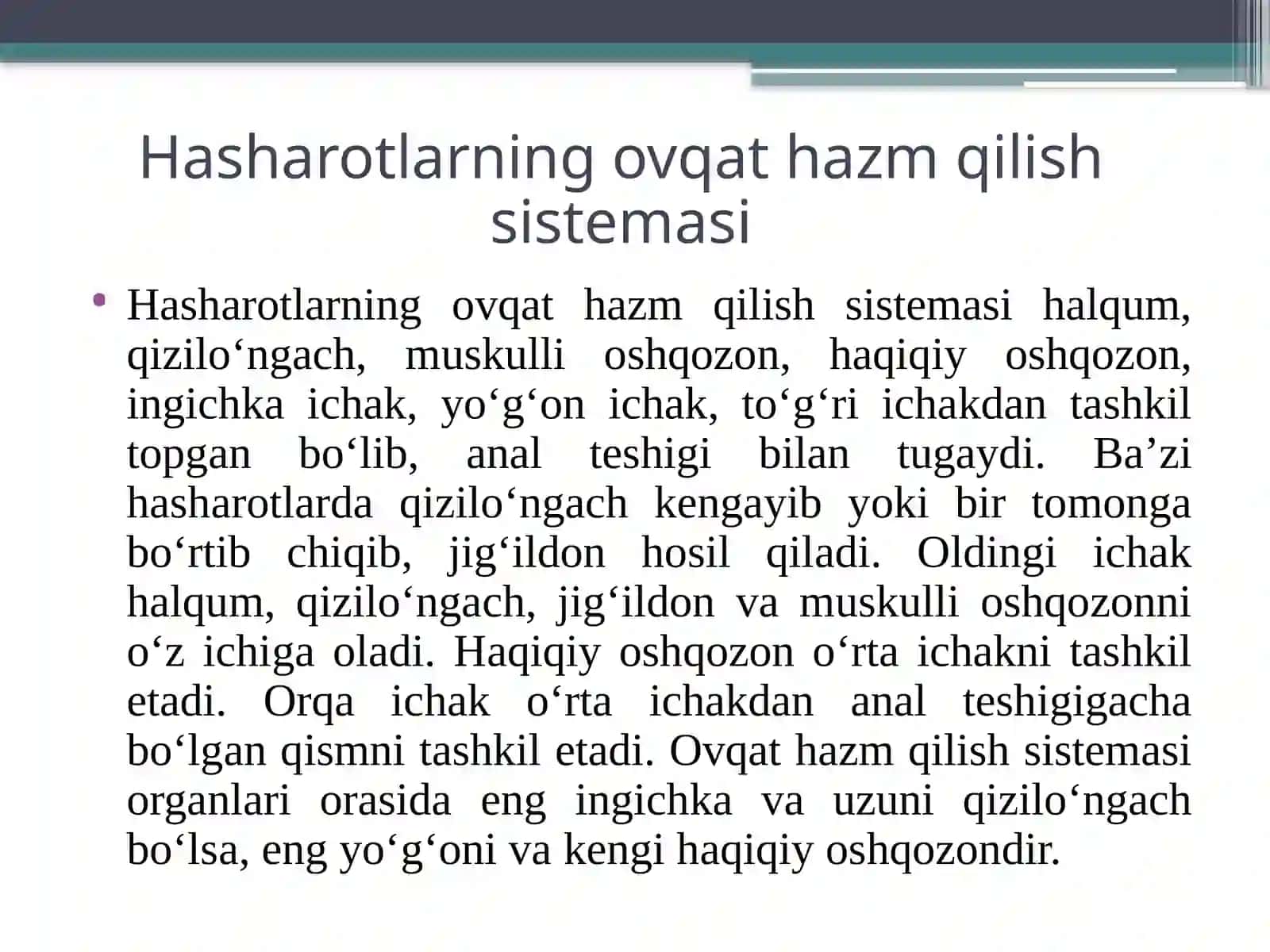 Hasharotlarning ichki tuzilishi 2