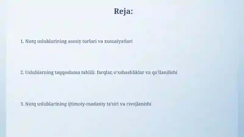 Nutq uslublarining qiyosiy tavsifi 2