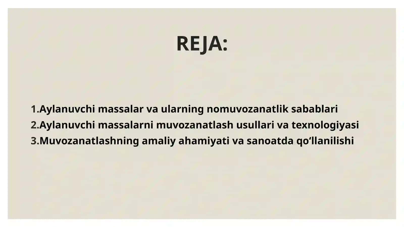Aylanuvchi massalarni muvozanatlash 2