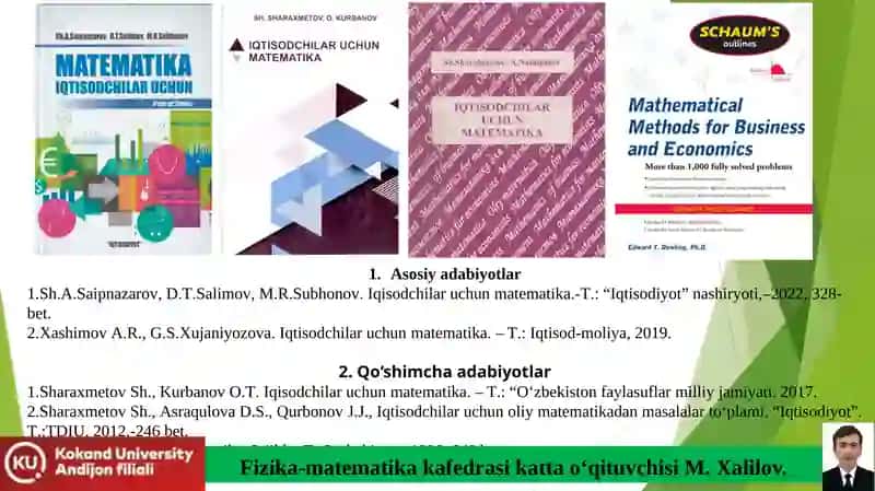IQTISODCHILAR UCHUN MATEMATIKA 2