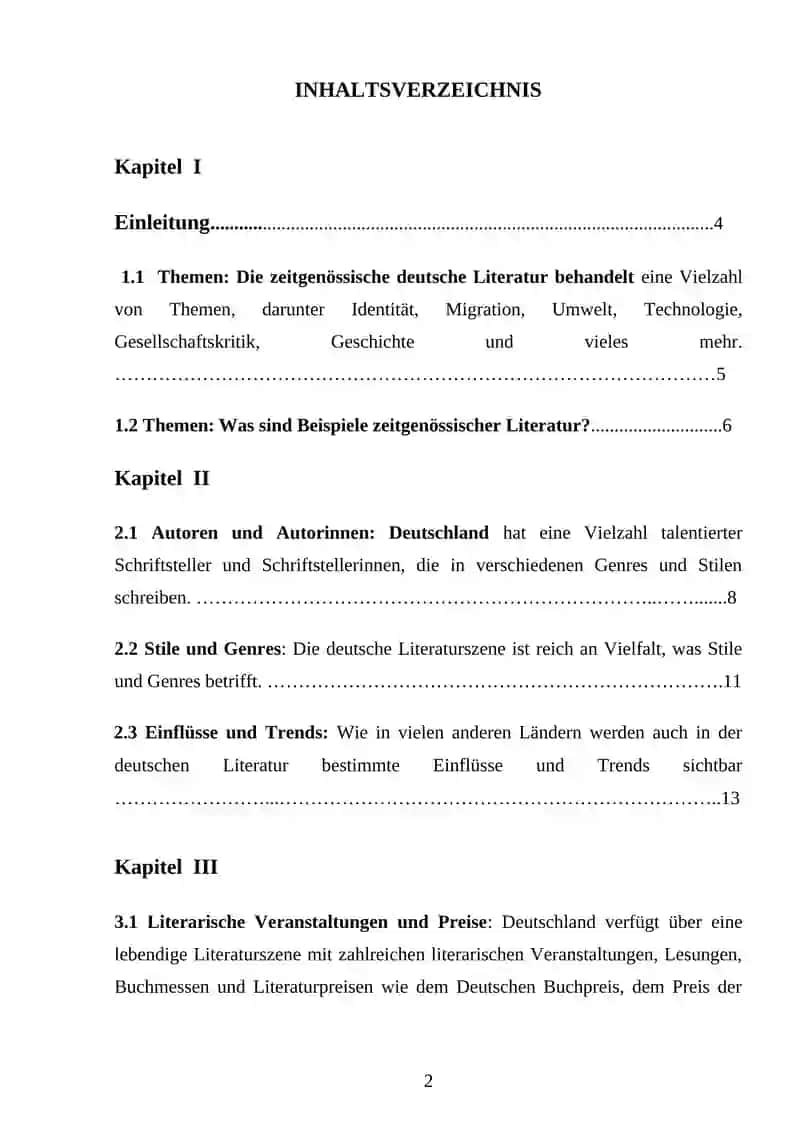 Deutsch zeitgenössische Literatur 2