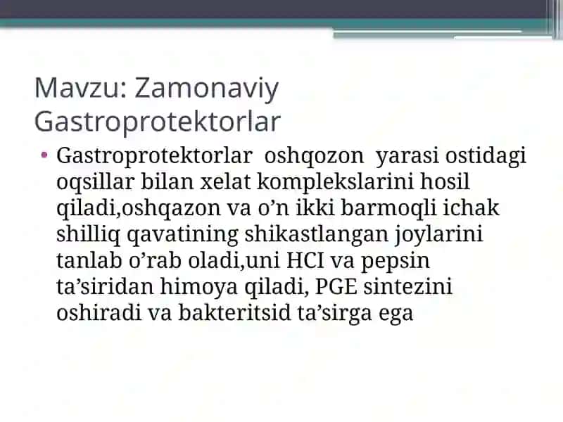 Zamonaviy Gastroprotektorlar 2