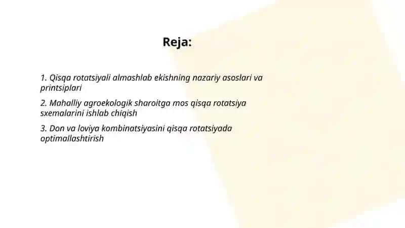 Almashlab ekishning takomillashtirish 2
