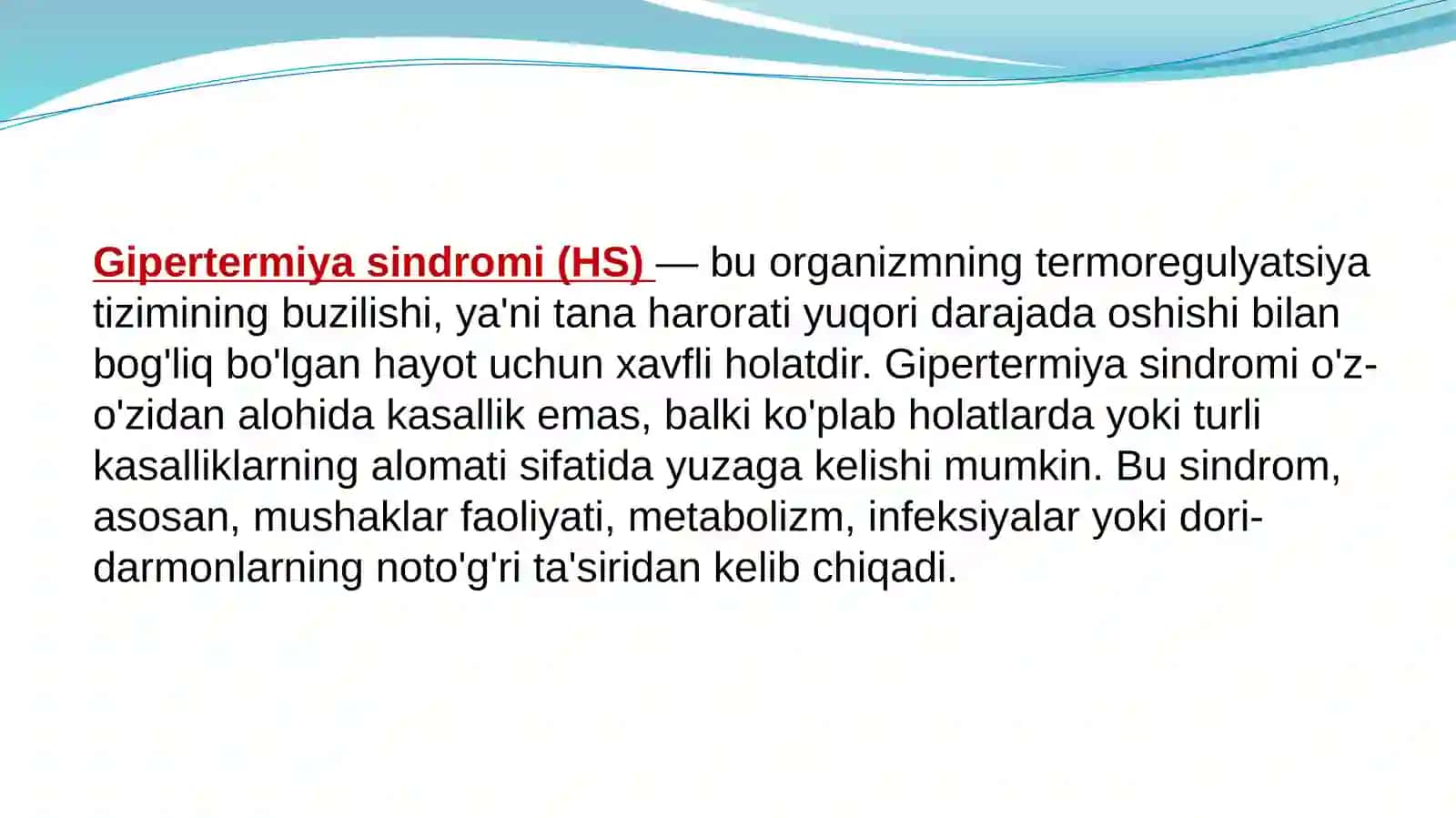 Gipertermiya sindromi va uni davolashda ishlatiladigan dori vositalari 2