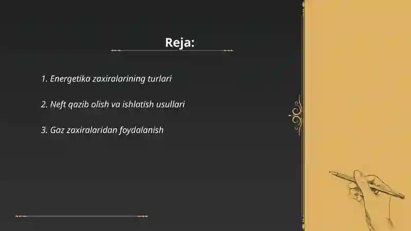 Energetika zaxiralaridan foydalanish jarayonlari 2