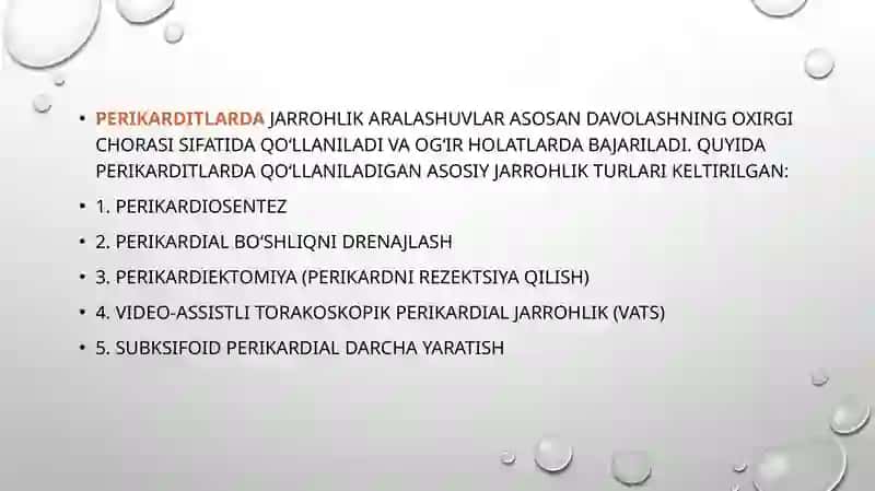 Perikarditlarda operatsiyalar 2