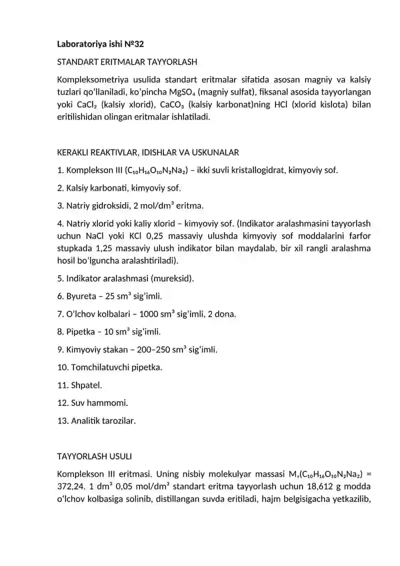 STANDART ERITMALAR TAYYORLASH 2