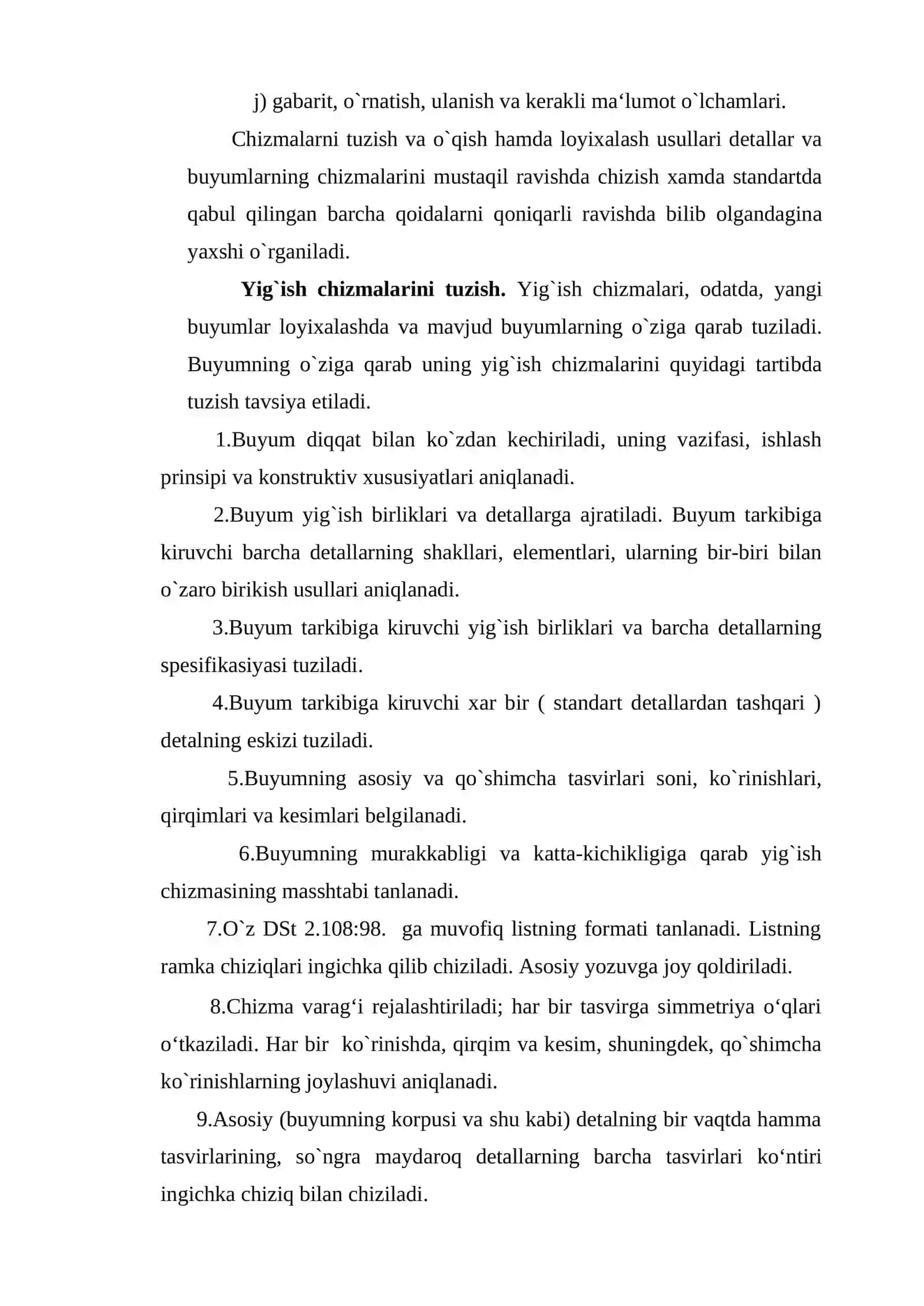 Yig`ish chizmalarni o`qish va detallarga ajratib chizish 2