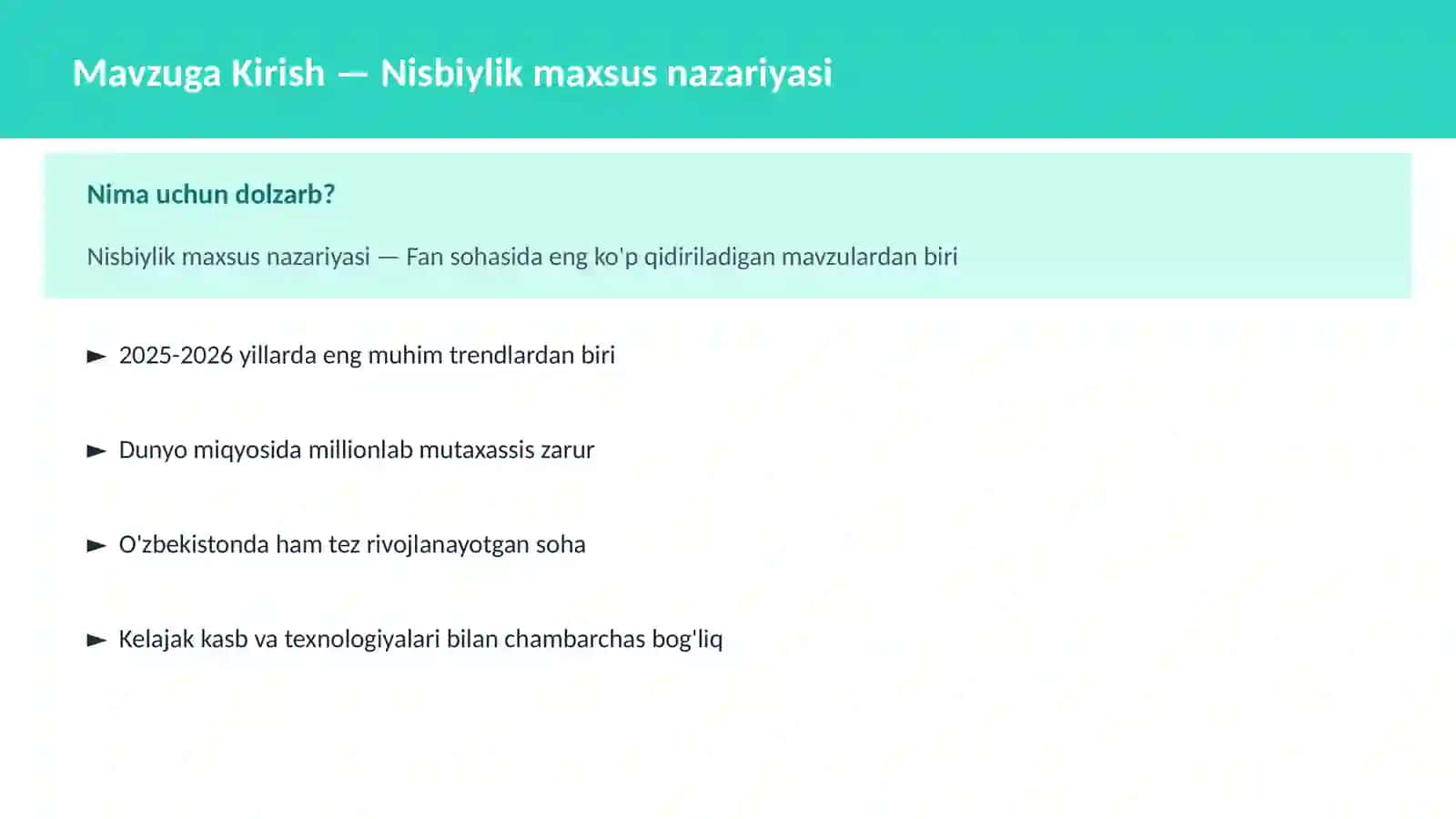 Nisbiylik maxsus nazariyasi 2
