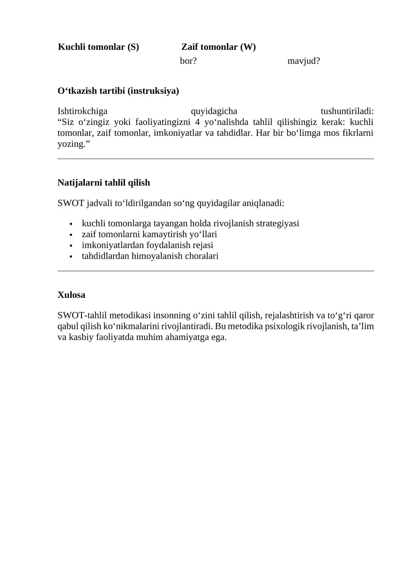 SWOT-TAHLIL METODIKASI 2