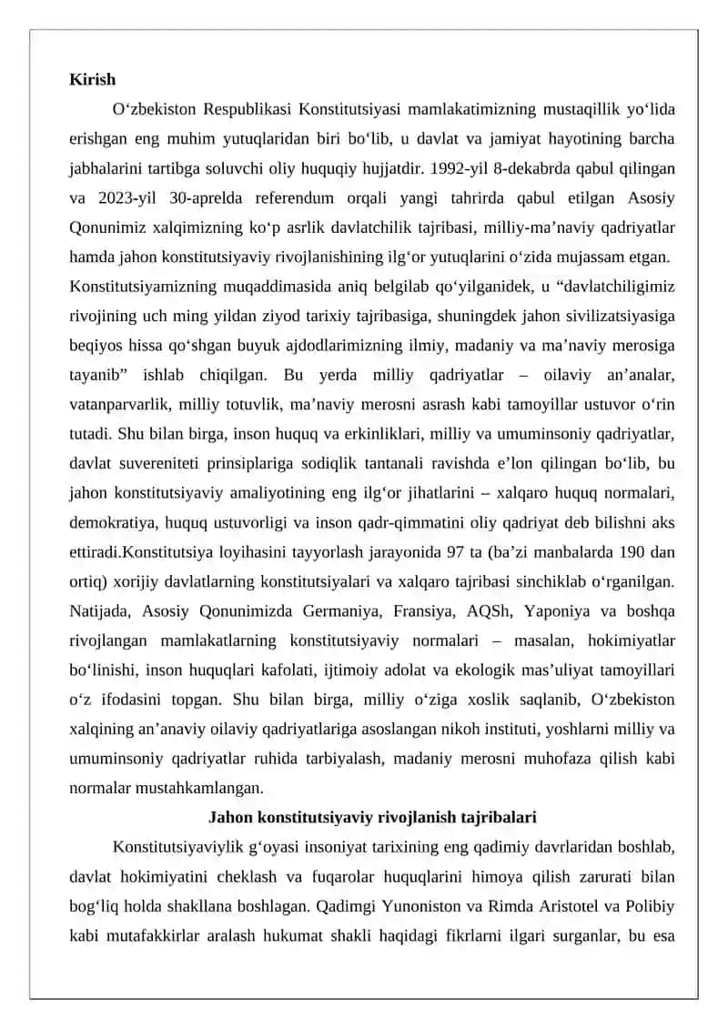 Jahon konstitutsiyaviy rivojlanish tajribalari 2
