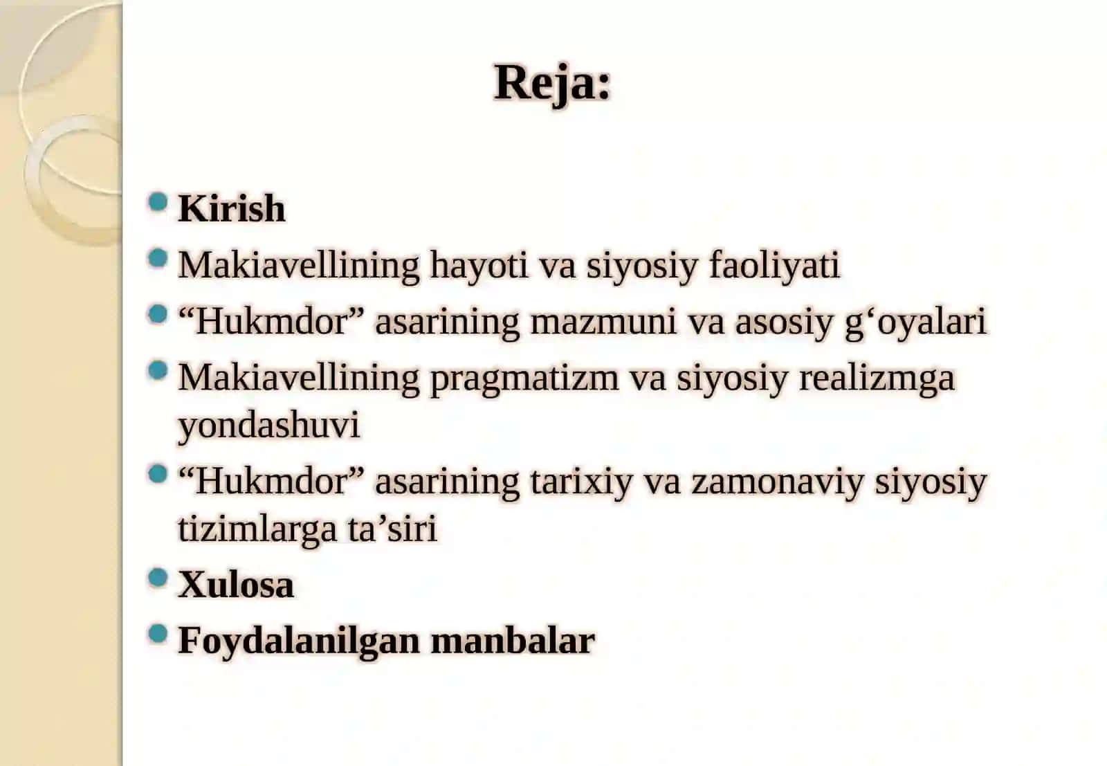 Makiavellining “Xukmdor” asari 2