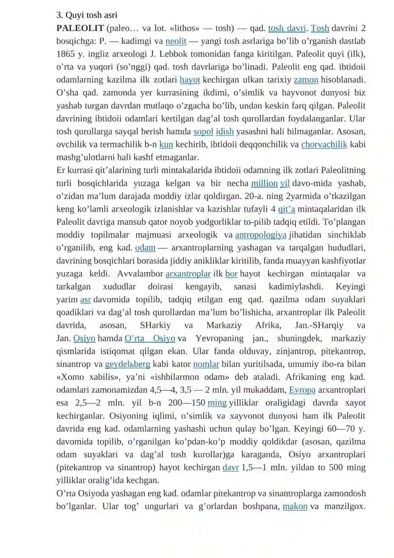 MAVZU. PALEOLIT DAVRI XO‘JALIGI VA MODDIY MADANIYATI 2
