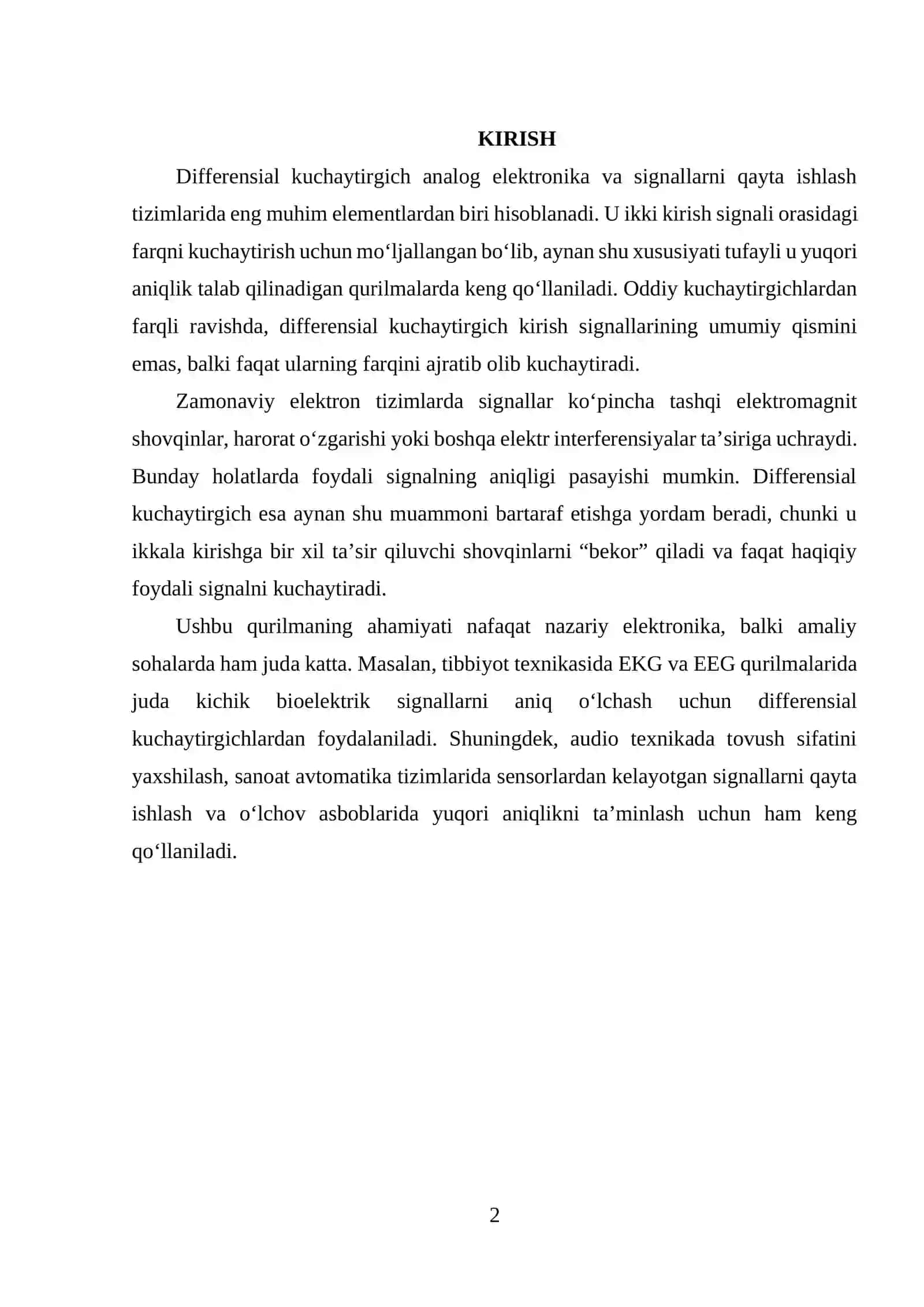 Differensial Kuchaytirgich 2