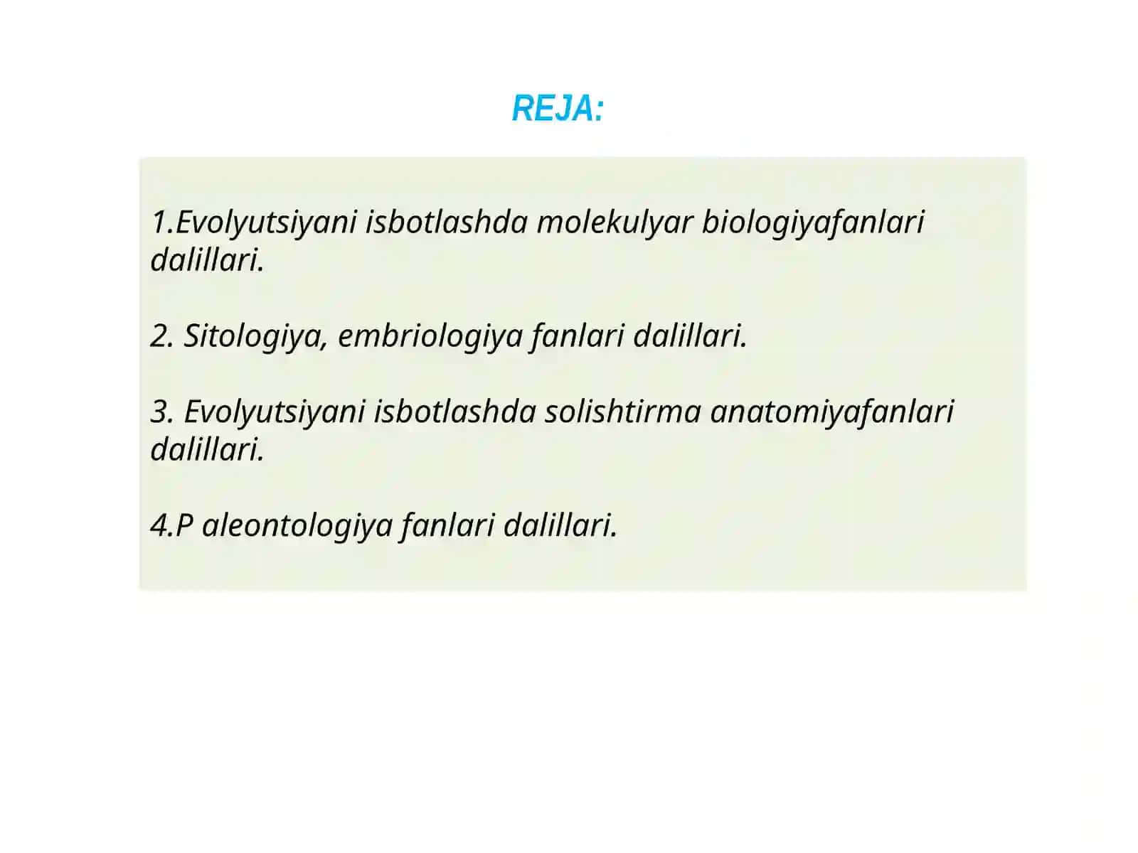 Biologiya fanlari dalillari 2