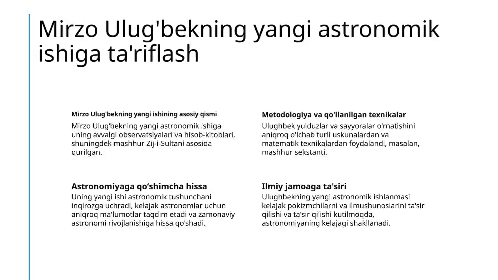 Mirzo uluğbek ziji jadidi koʻragoniy asari 2