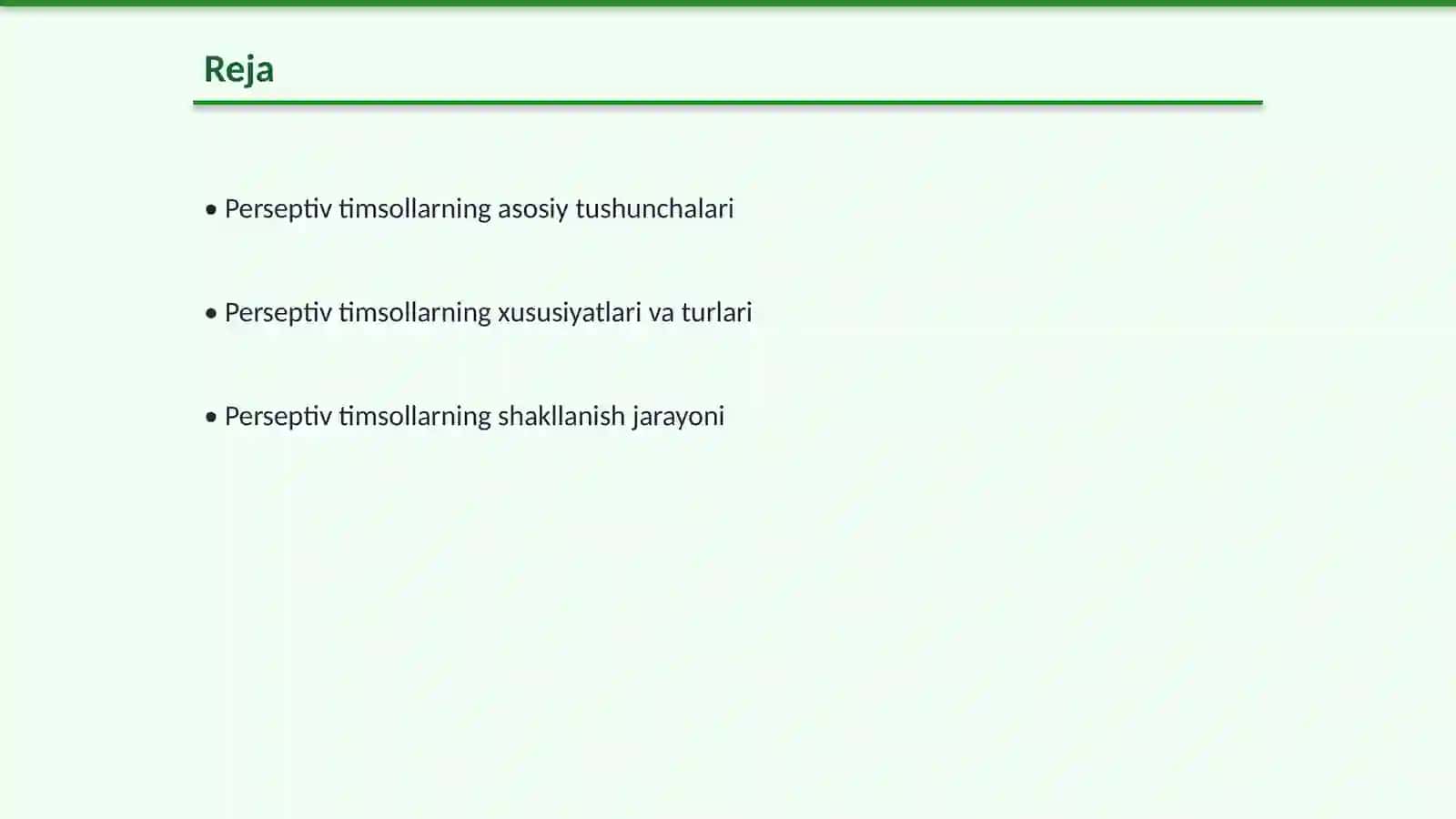 Perseptiv timsollarning tashkil topishi 2