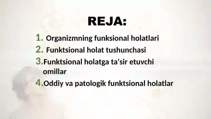 Organizmning funksional holatlari 2