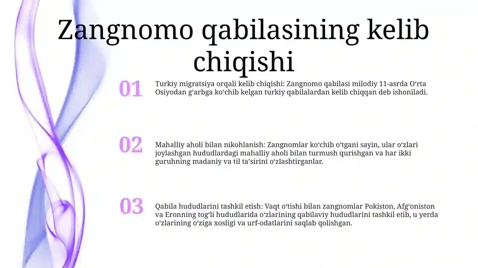Zangnomolar Qabilasi Haqda MaʼLumot 2