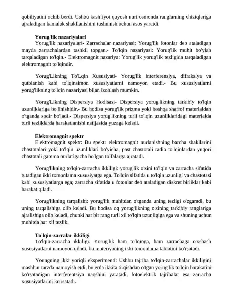 Yorug'likning To'Lqin Xususiyati 2
