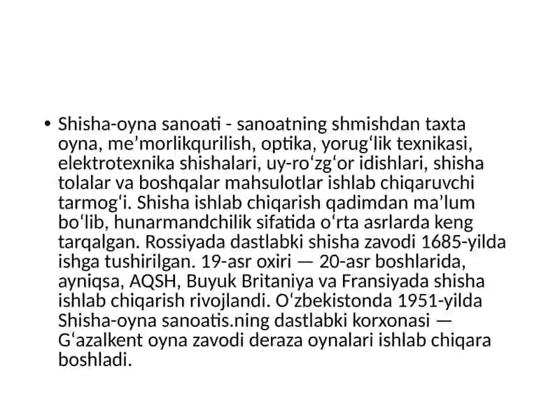 Shisha-Oyna Sanoati 2