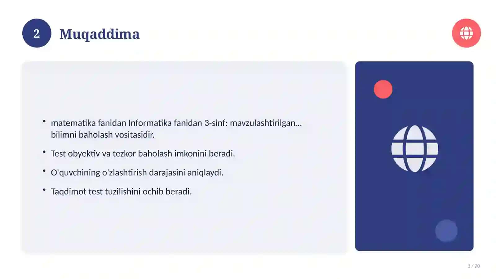 Informatika fanidan 3-sinf: mavzulashtirilgan nazorat ishi 2