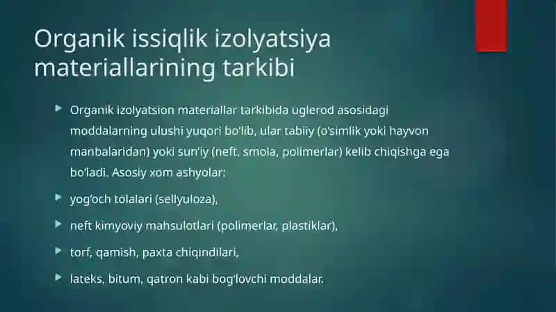 Organikissiqlik izolyatsiya materiallari 2