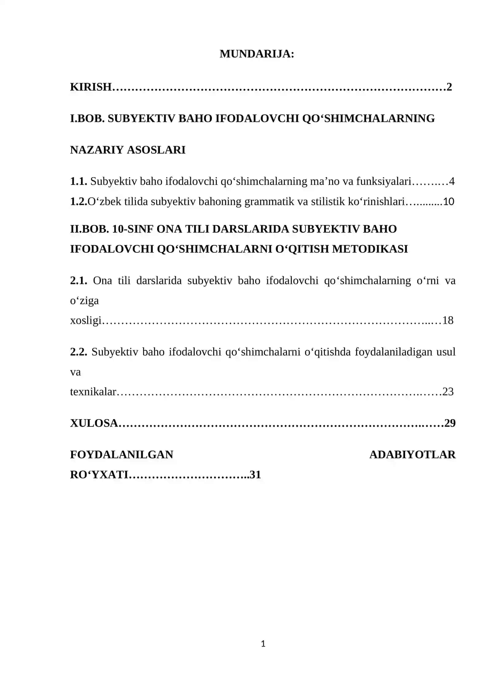"ONA TILI O‘QITISH METODIKASI" KURS ISHI 2