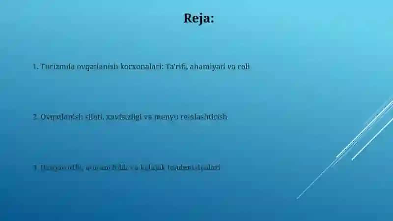 Turizmda ovqatlanish korxonalari 2