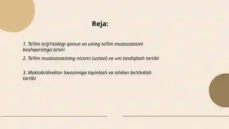 Ta’lim muassasasini boshqarishga doir huquqiy me’yoriy hujjatlar 2