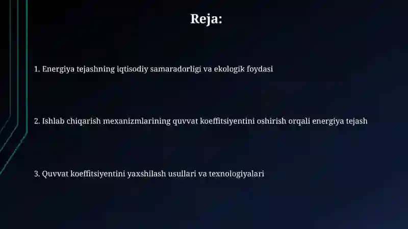 Quvvat koeffitsientini yaxshilash 2