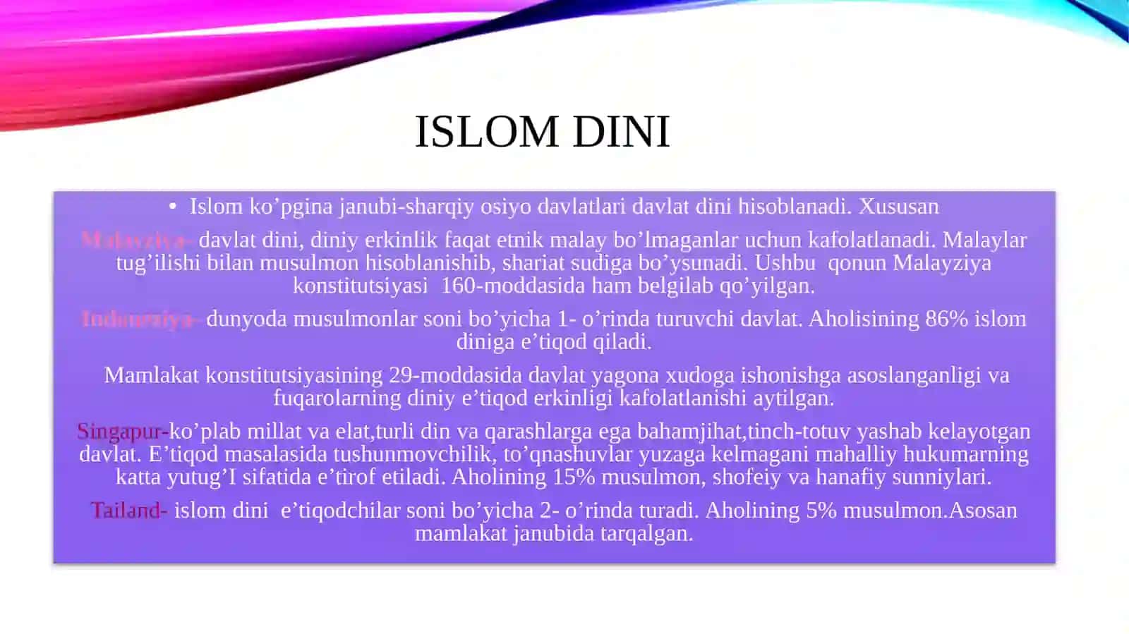 Janubi-sharqiy Osiyoda dunyoviy dinlar 2
