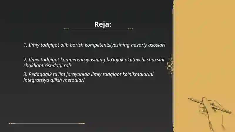 Ilmiy tadqiqot olib borish kompetentsiyasi 2