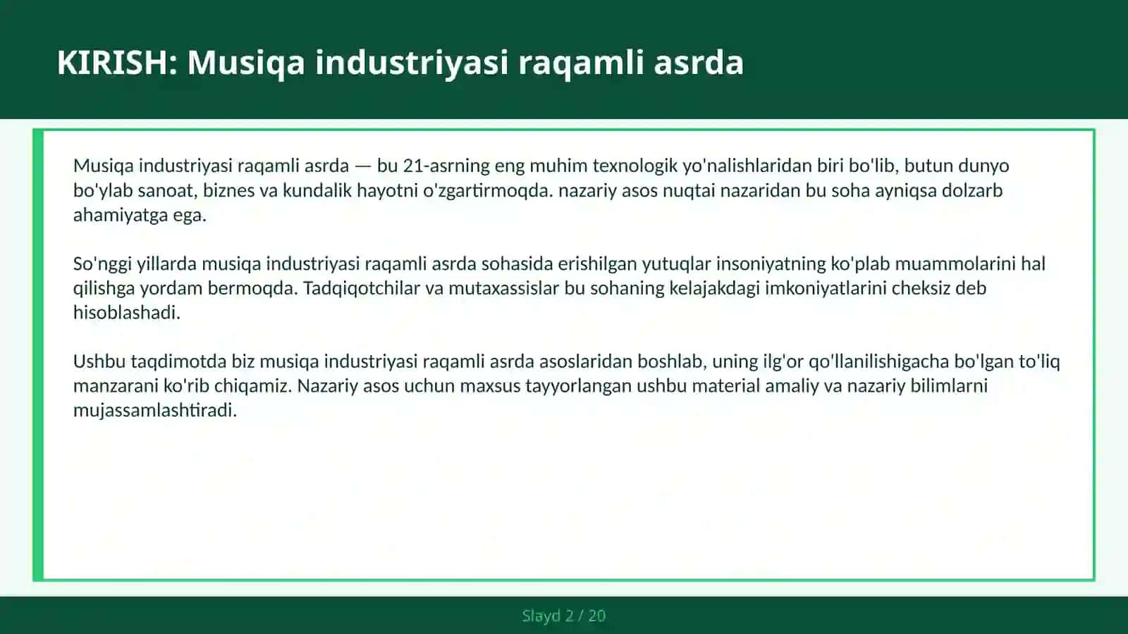 MUSIQA INDUSTRIYASI RAQAMLI ASRDA 2