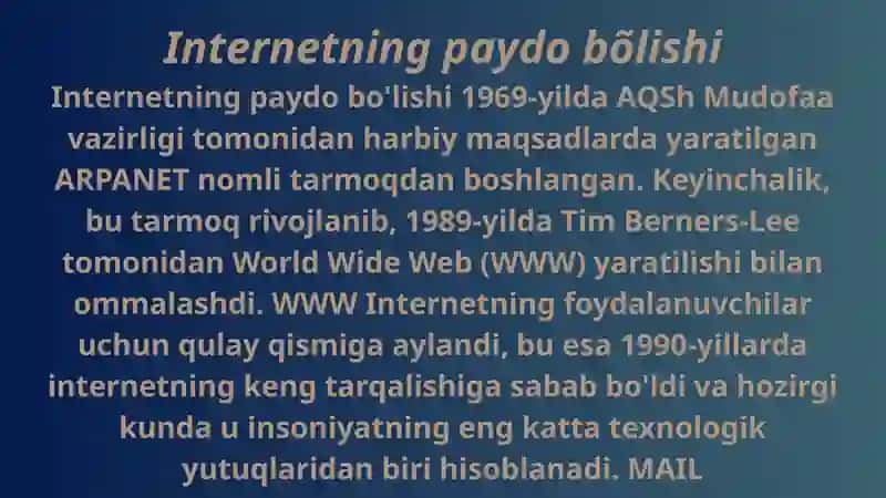 INTERNET TUSHUNCHASI VA ISHLASH PRINSIPI 2