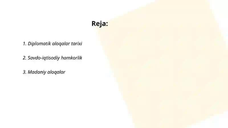 Diplomatik aloqalar tarixi 2