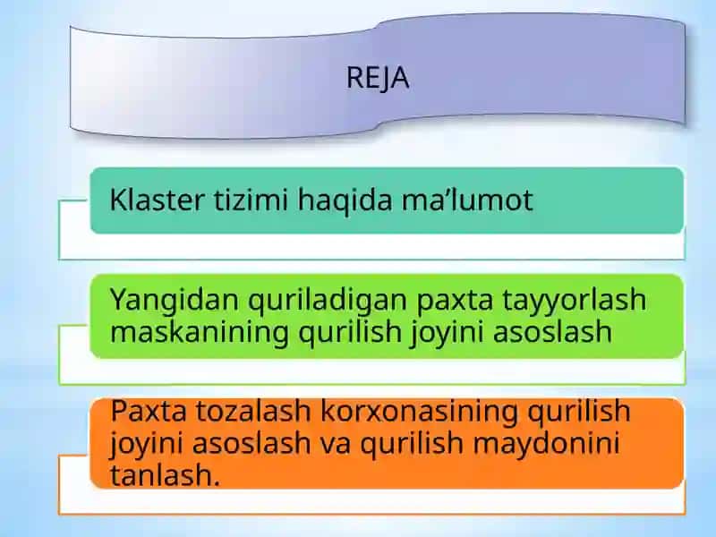 Paxtato‘qimachilik klasterlari 2