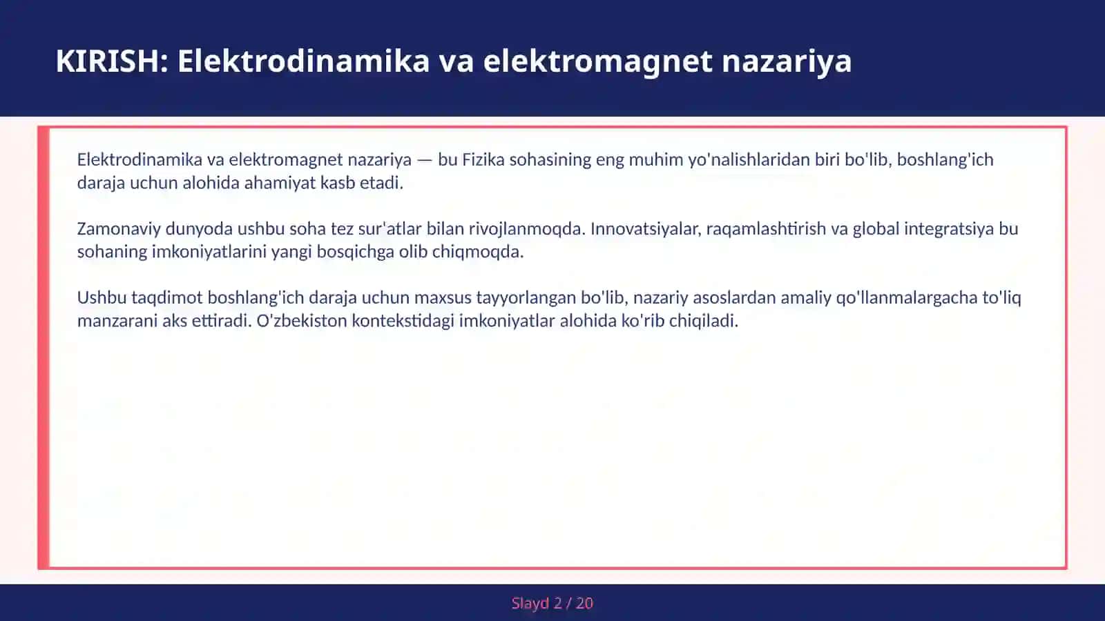Elektrodinamika va elektromagnet nazariya 2