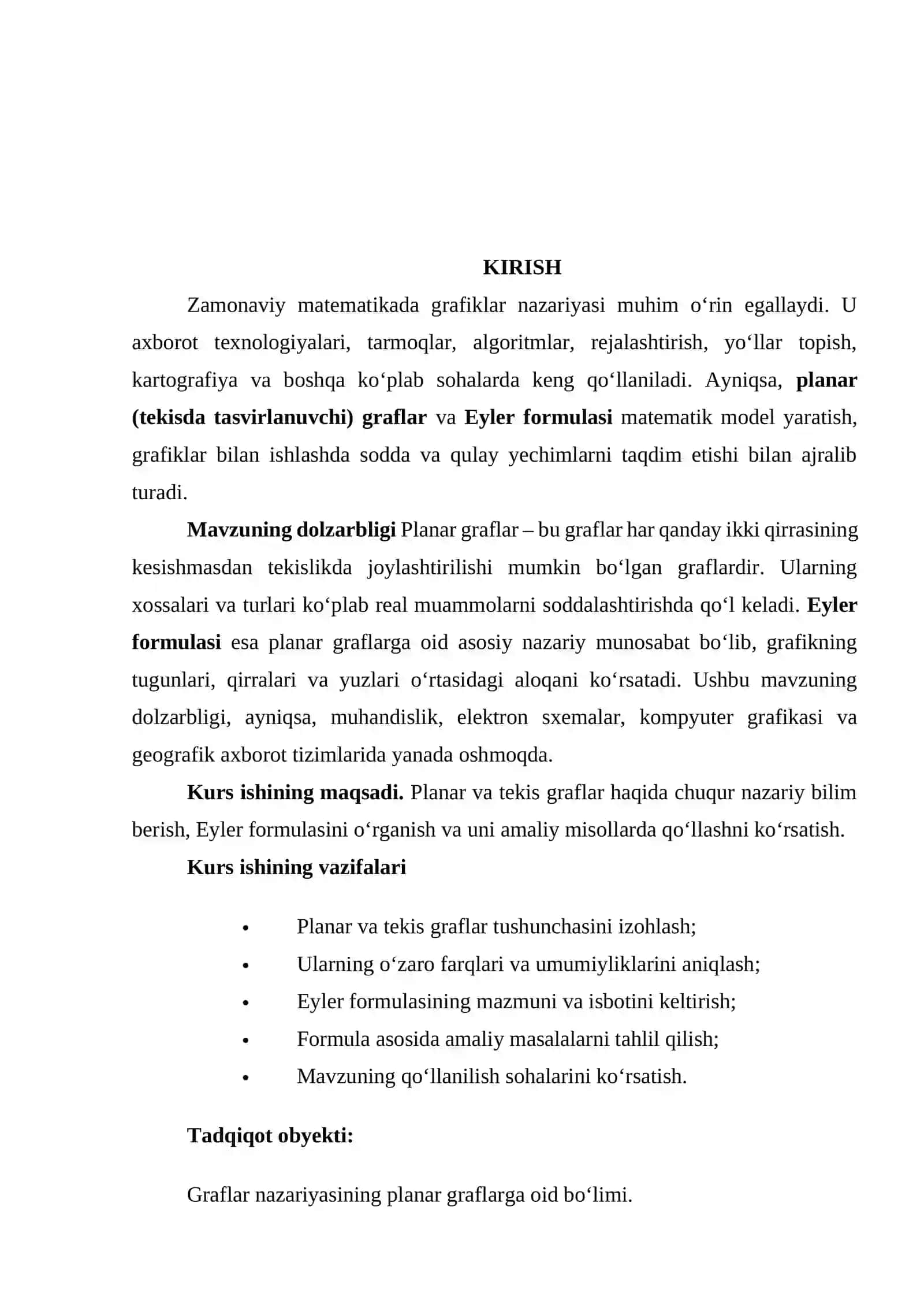 Planar va tekis graflarning nazariy asoslari 2