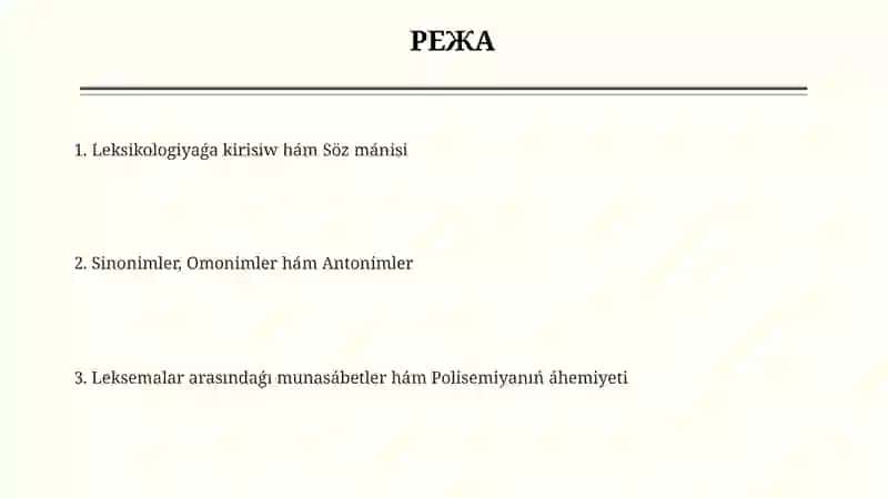 Leksikologiya hám sóz mánileri (sinonim, omonim hám antonim sózler) 2