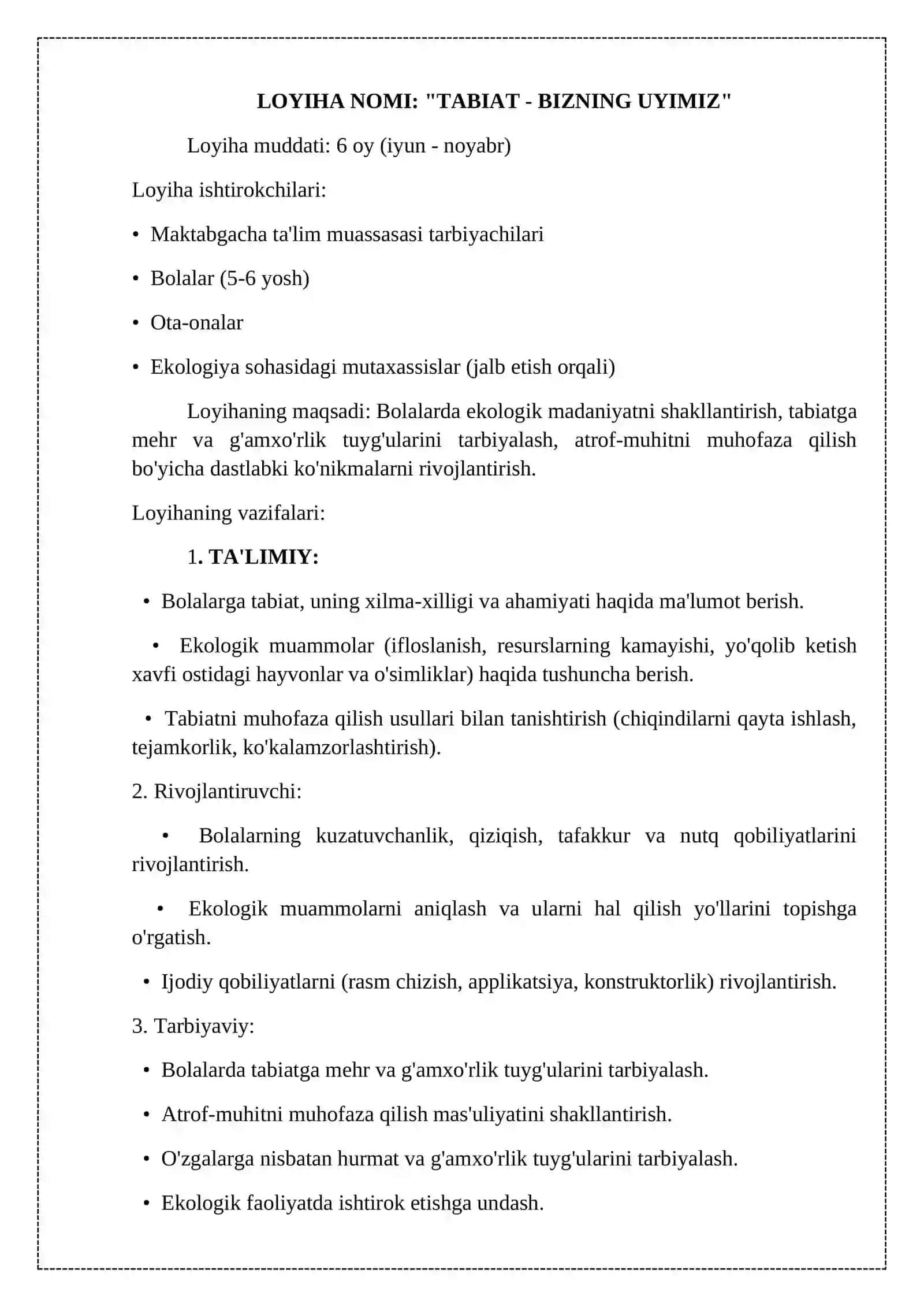"TABIAT - BIZNING UYIMIZ" 2