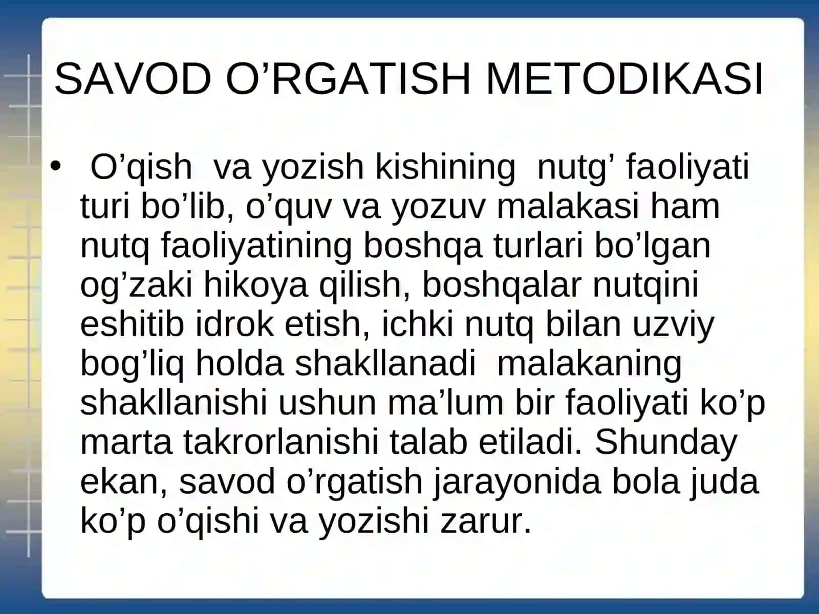 SAVОD O’RGATISH MЕTОDIKASI 2