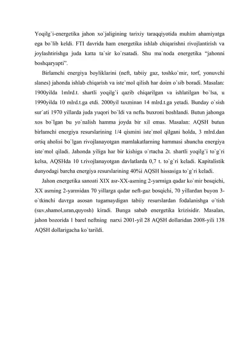 Jahon energetika sanoati 2