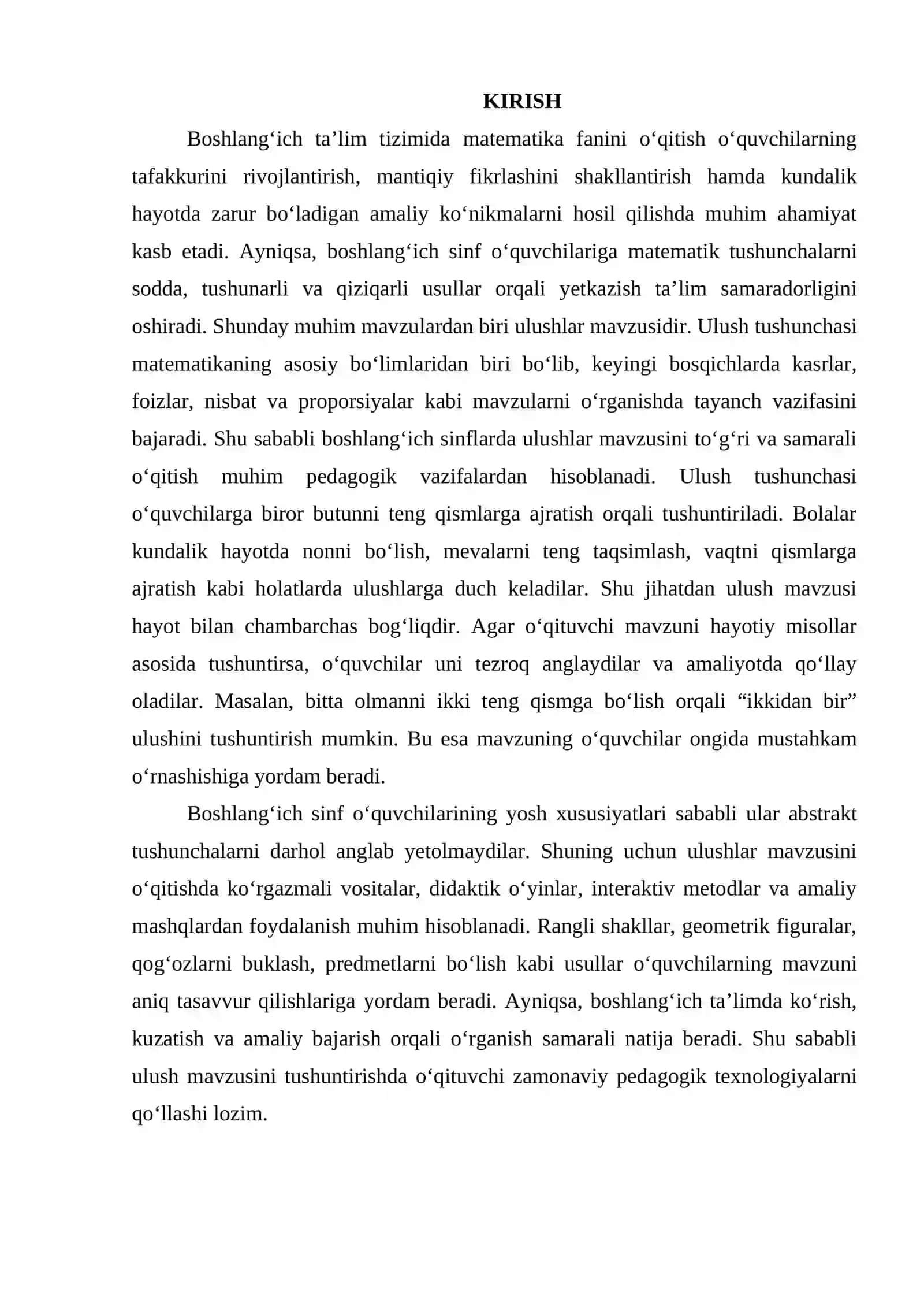 Boshlangʻich sinflarda ulushlar mavzusini tushuntirish 2