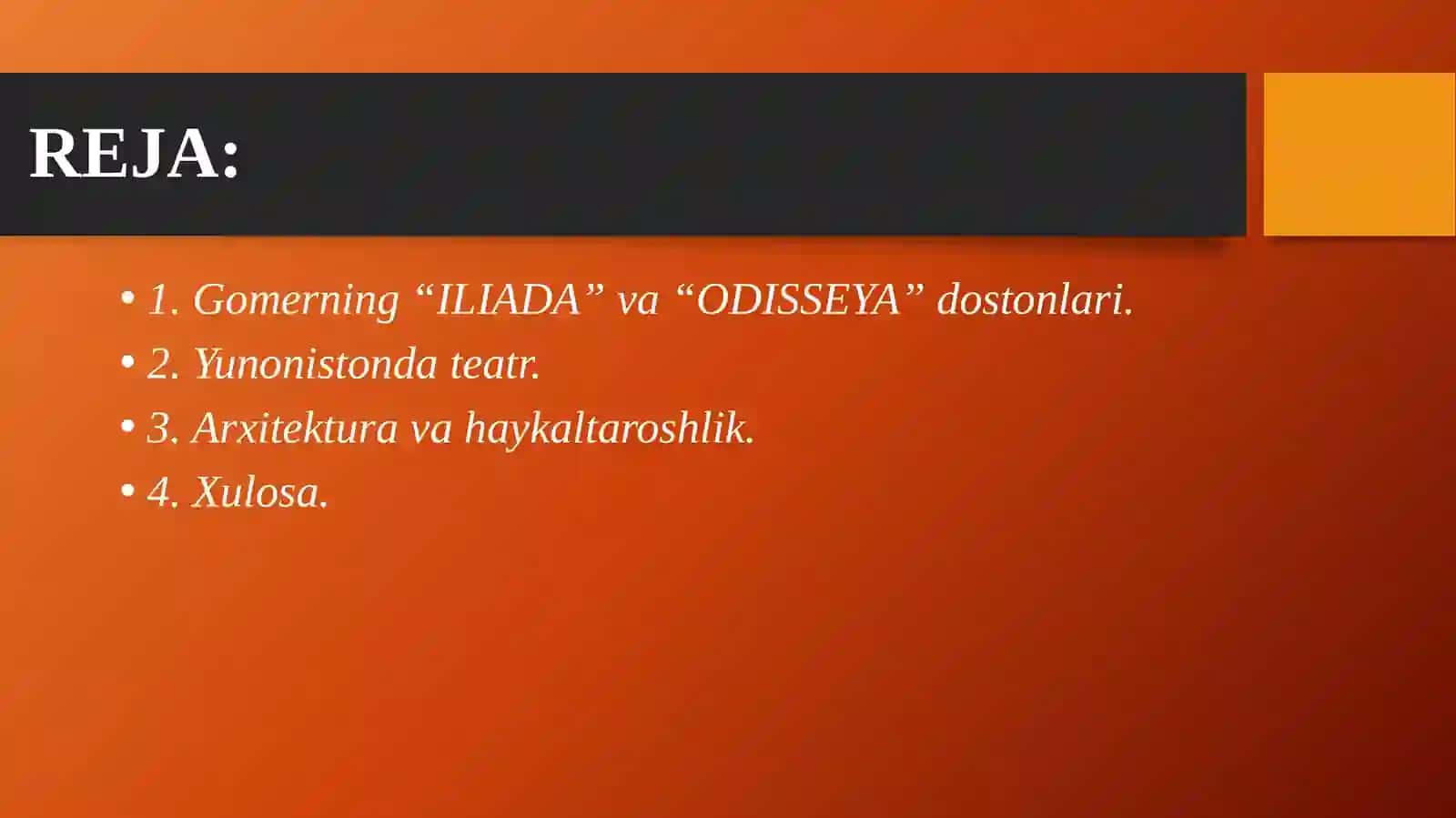 Qadimgi Yunoniston madaniyati. 2
