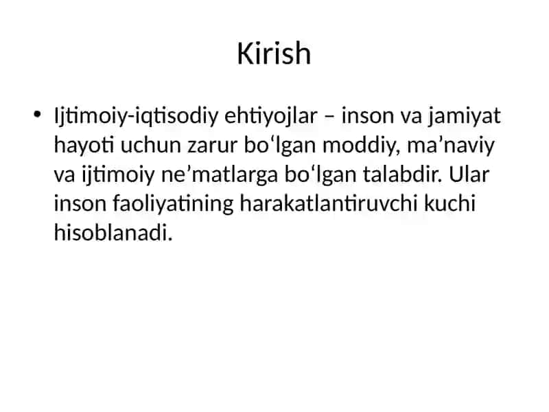Ijtimoiy-iqtisodiy ehtiyojlar 2