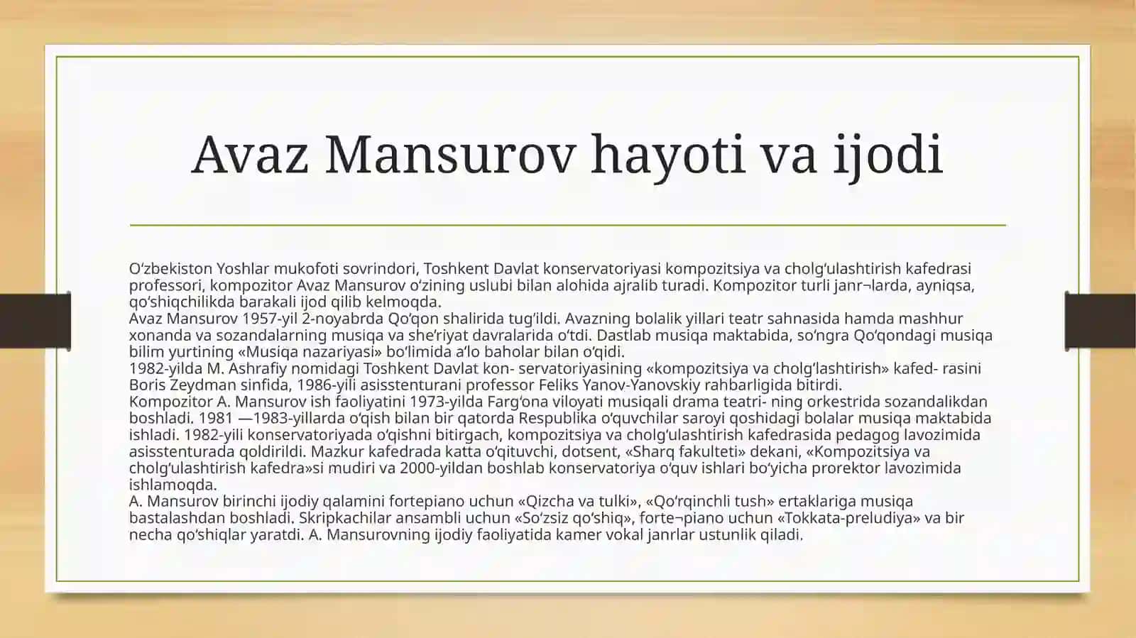Avaz Mansurov hayoti va ijodi 2