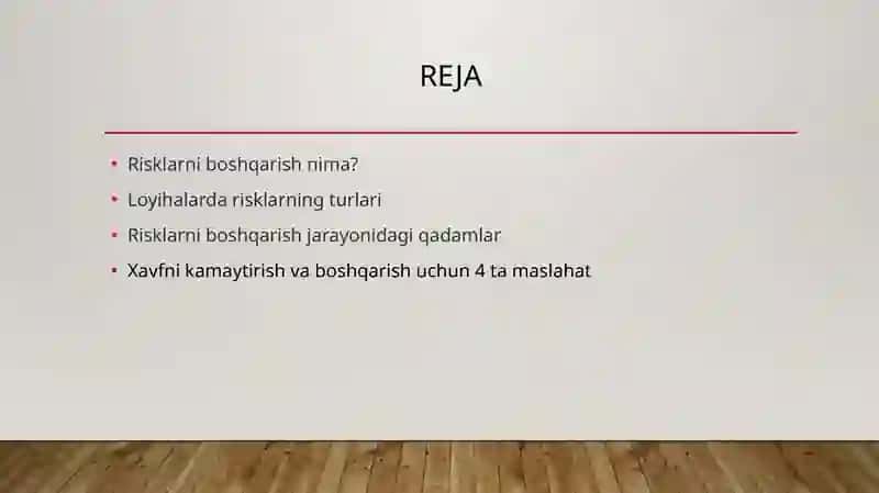 Loyihalar risk boshqaruvchi 2