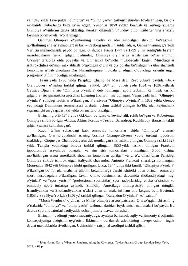 ZAMONAVIY OLIMPIYA O‘YINLARINING QAYTA TIKLANISHI 2